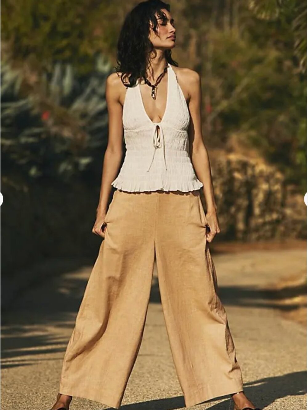 Free People Women's Khloe Smocked Halter Top In Coconut Milk - XL. NWT - Picture 6 of 10